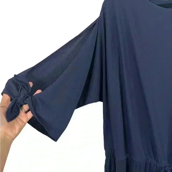 Ralph Lauren Women's Navy Slit-Sleeve Jersey Jumpsuit Size 3XL  Pockets Stretch - Picture 3 of 8